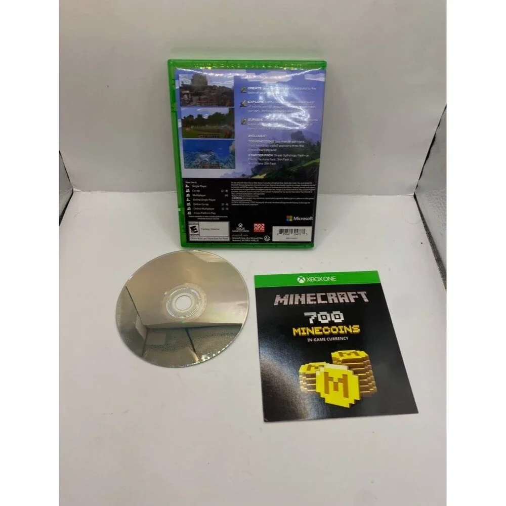 Microsoft Xbox One Minecraft Game Case, Disc & Minecoins Insert - Green Trim